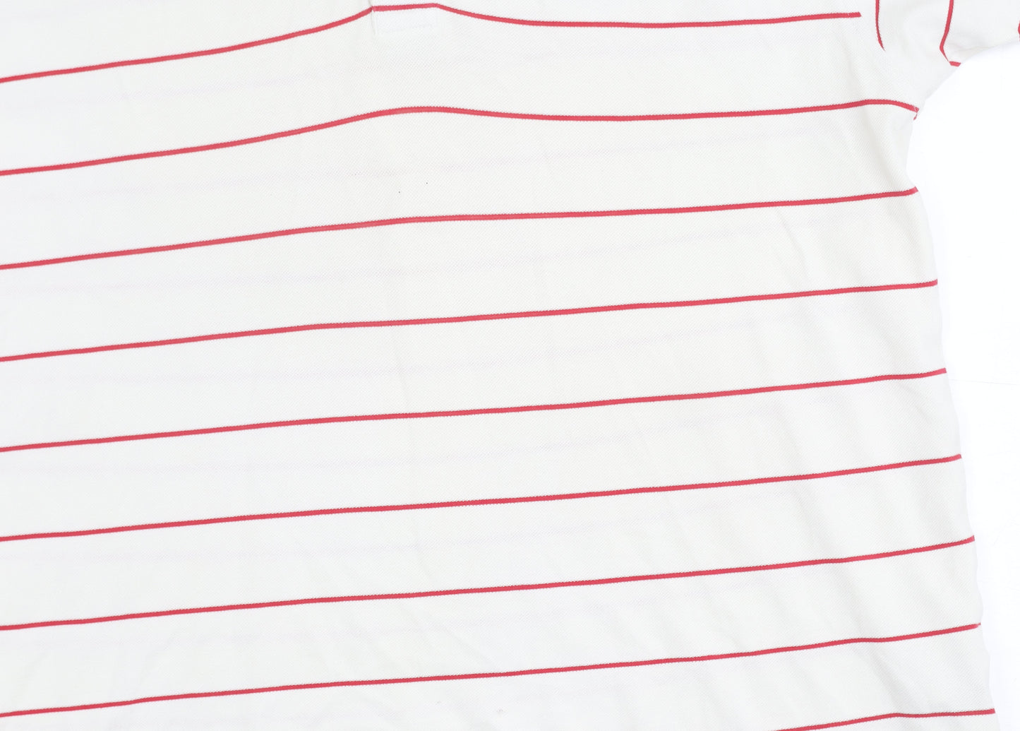 FILA Men's White Striped Polo Shirt Size M