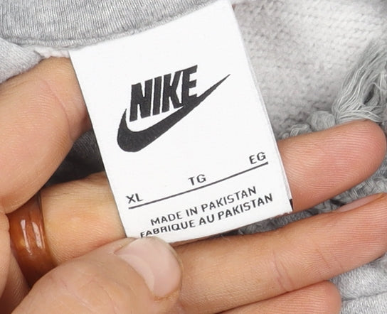 Nike Men's Grey XL Pullover Hoodie - Logo, Hooded