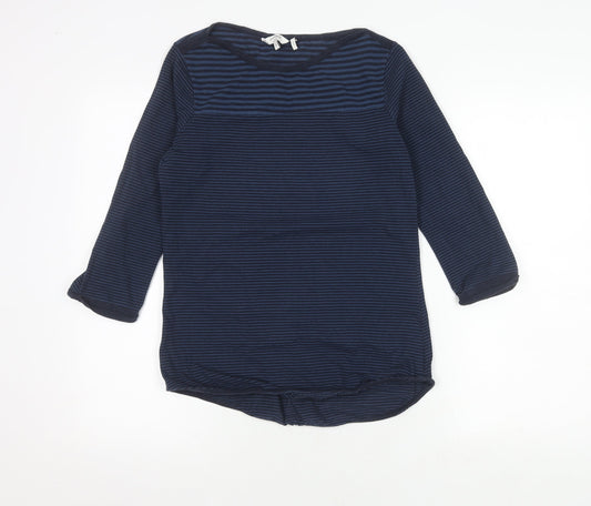 Womens UK Size 8 FatFace Blue Cotton Blend T-Shirt