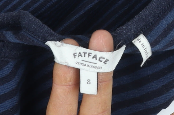 FatFace Women's Blue Striped T-Shirt Size 8