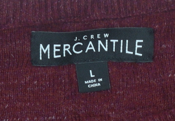 Brand and care label for J.Crew Men's Red Cotton jumper, size L