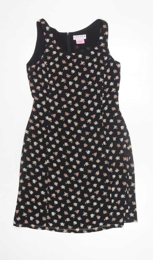 Jaeger Women's Black Floral Sheath Dress Size 12