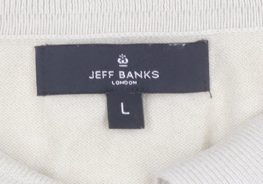 Jeff Banks Mens Beige Polo Shirt Size L Casual Cotton