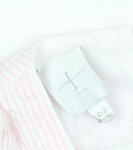 Brand and care label for Jasper Conran girls’ pink striped a-line dress 0-3m