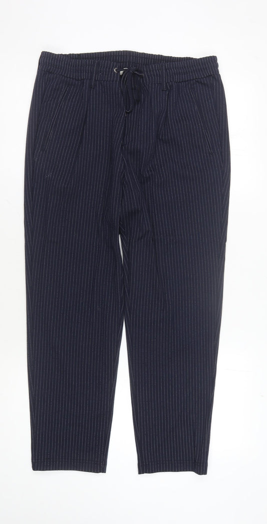 Jack & Jones Men's Blue Striped Trousers Size 34