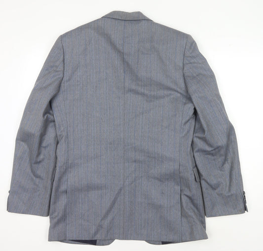 Powell's Grey Men's Blazer, Size 39R, Wool, Two-Button, Stripe