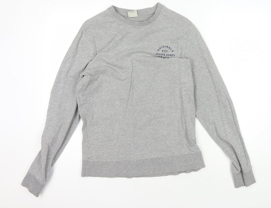 Mens UK S Regular JACK & JONES Grey Pullover Sweatshirt