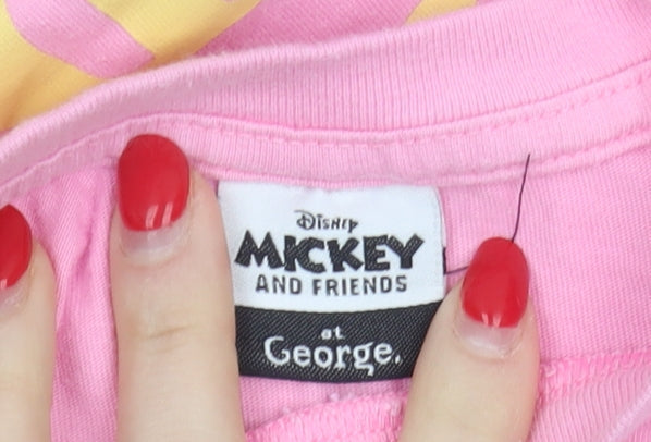 Brand and care label for George girls’ pink mickey & friends t-shirt 9-10 years