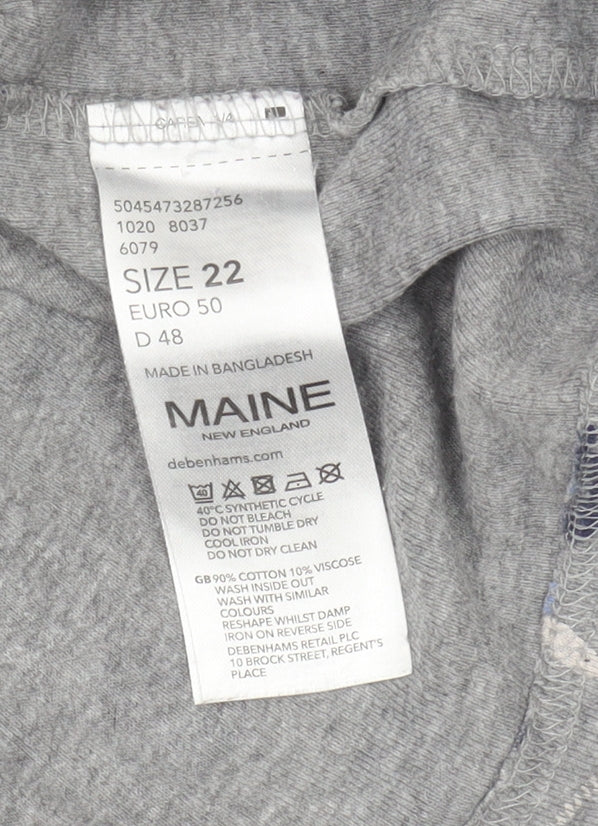Maine New England Women's Grey Floral Blouse Size 22