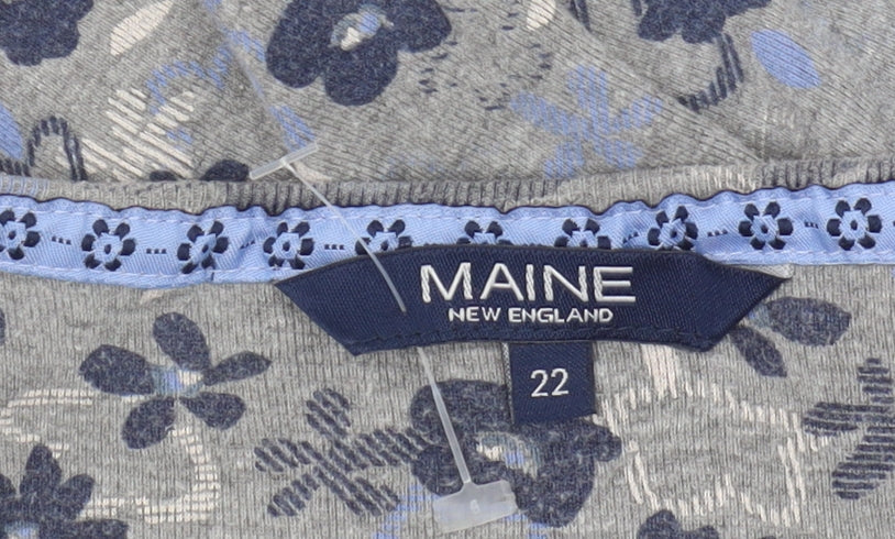 Maine New England Women's Grey Floral Blouse Size 22