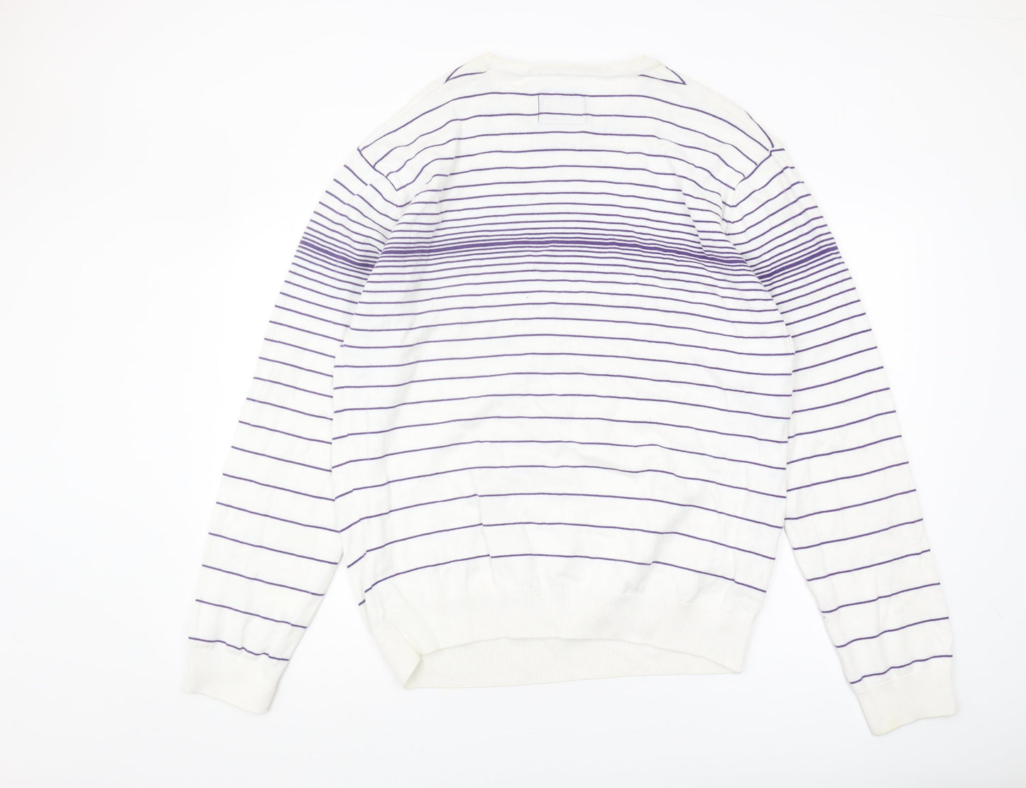 Quiksilver Men's 2XL White Striped Pullover Jumper