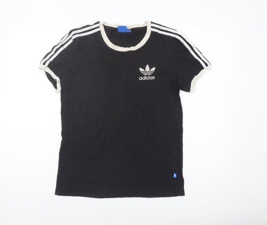 Womens UK Size 4 adidas Black Cotton T-Shirt