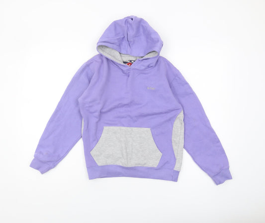 Additional front view of Lee Cooper boys’ purple & grey pullover hoodie, size 13