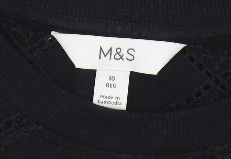 Marks and Spencer Black Geometric T-Shirt Size 10