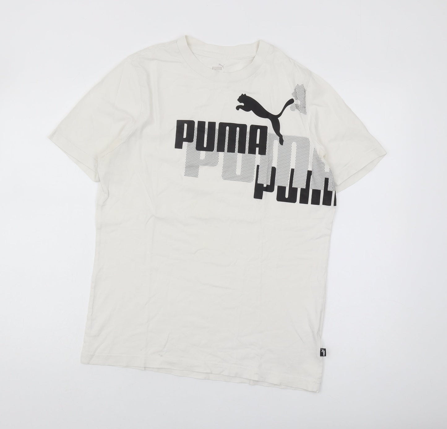 Puma Men's White Graphic Logo T-Shirt, Medium