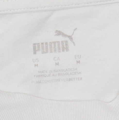 Puma Men's White Graphic Logo T-Shirt, Medium
