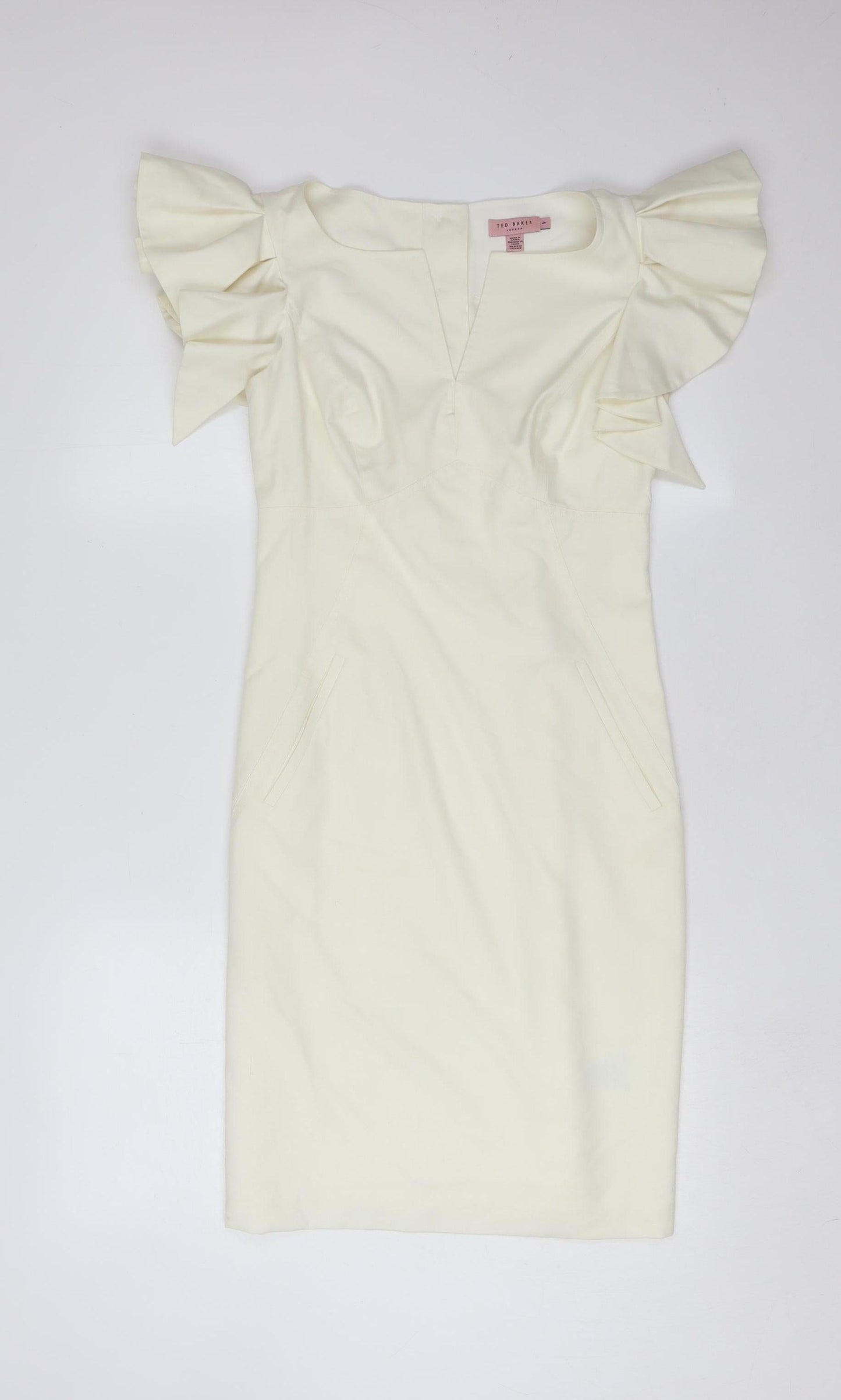 Ted Baker Women's Ivory Flutter Sleeve Shift Dress