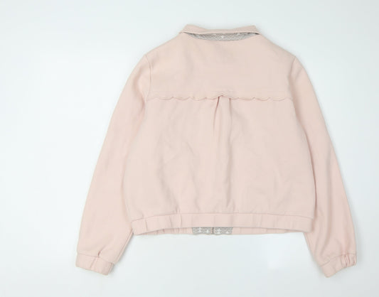 LAREDOUTE Women's Pink Collared Zip Sweatshirt Size 14