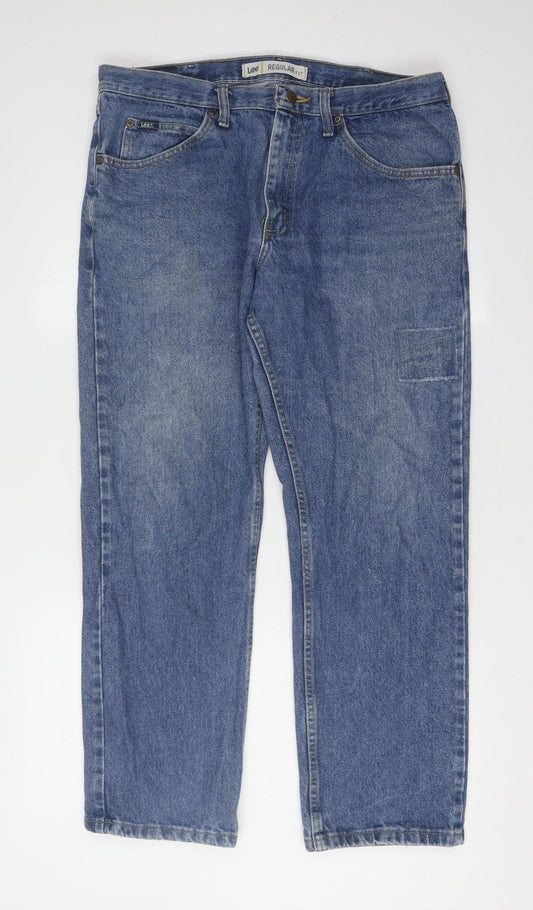 Lee Men's Blue Regular Fit Straight Jeans 34x29