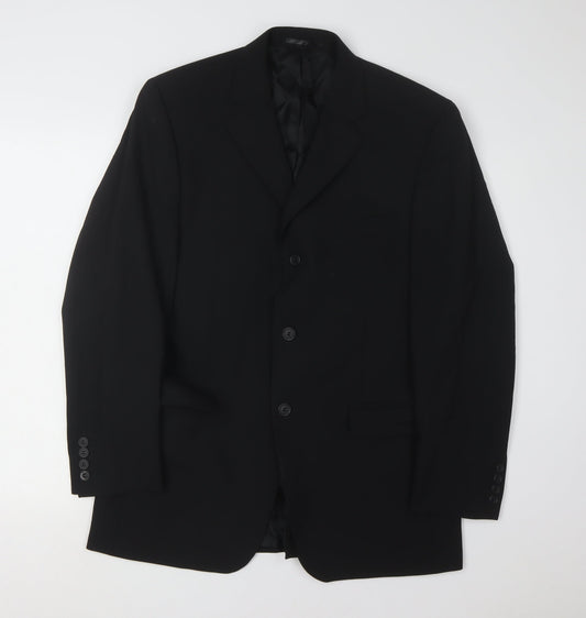 Moss Men's Black Blazer 38R Notch Lapel Single Breasted