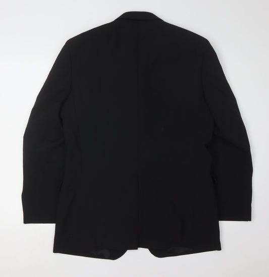 Moss Men's Black Blazer 38R Notch Lapel Single Breasted