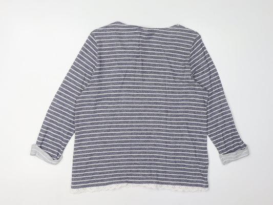 Womens UK Size 16 Laura Ashley Blue Cotton Blend T-Shirt