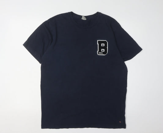 Bench Blue Cotton Unisex T-Shirt, Size L, Casual Comfort