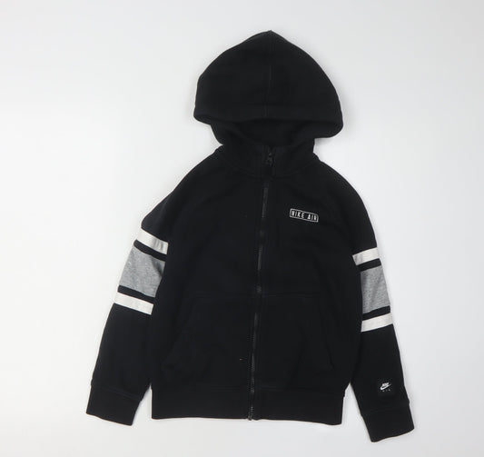 Nike Boys Black Full Zip Hoodie Size S with Logo Accents