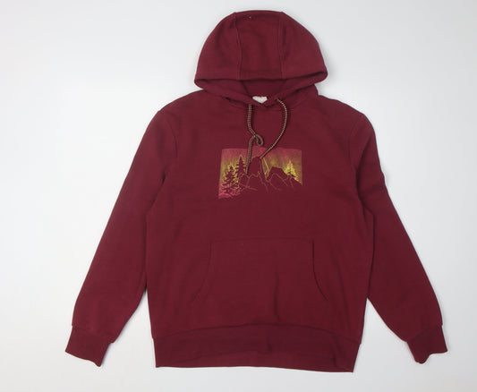 Mountain Warehouse Unisex Red Hoodie, Size 10, Nature Print