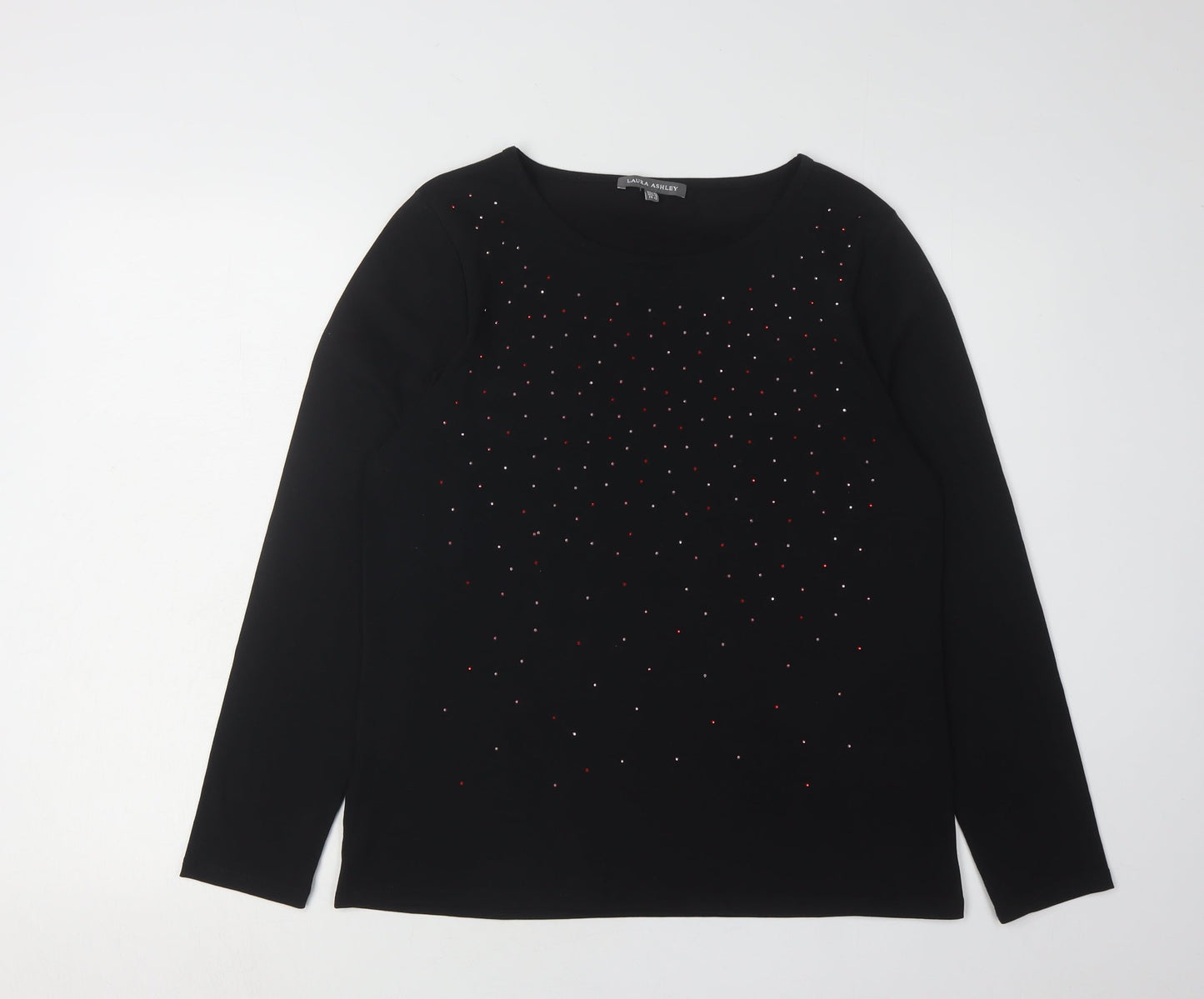 Laura Ashley Women's Black Rhinestone Long Sleeve Top