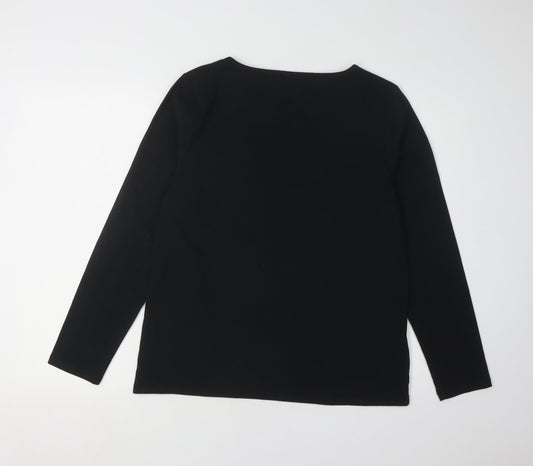 Womens UK Size 12 Laura Ashley Black Cotton Blend T-Shirt