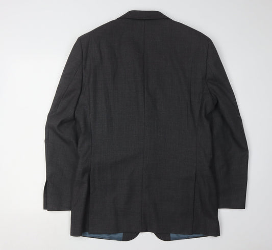 T.M. Lewin Men's Grey Wool Blazer 40R Regular Fit