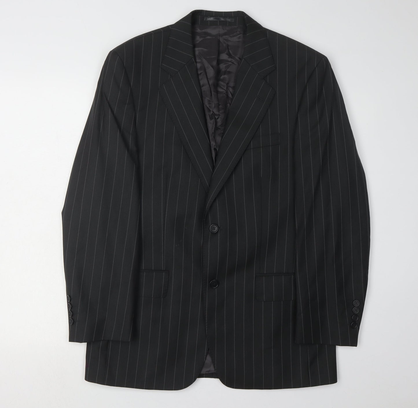 Jaeger Men's Black Striped Blazer, 38S, Single-Breasted