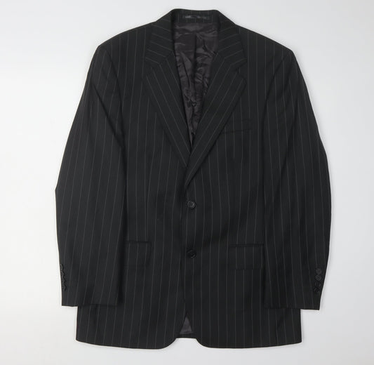 Jaeger Men's Black Striped Blazer, 38S, Single-Breasted