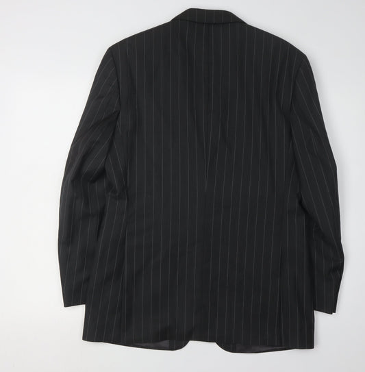 Jaeger Men's Black Striped Blazer, 38S, Single-Breasted