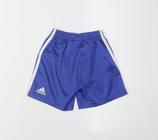 Adidas Boys Blue Football Shorts Size 4Y Athletic Elastic