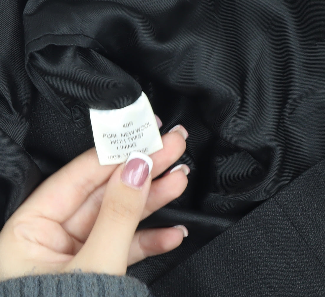 Pierre Cardin Men's Black Wool Blazer, 40R, Formal