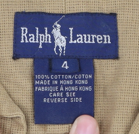 Ralph Lauren Women's Beige Button-Up Shirt Size 4