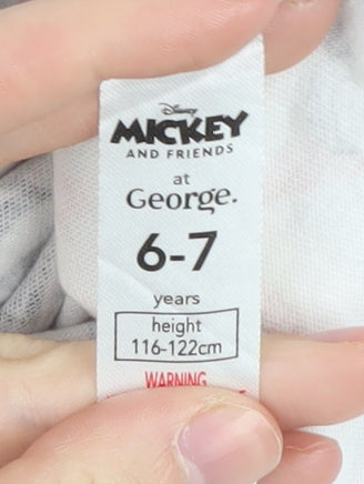 Brand and care label for George girls’ minnie mouse pink long sleeve t-shirt 6-7 years