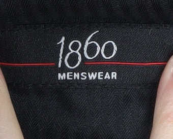 Brand and care label for 1860 Menswear Black Men's Trousers, size S