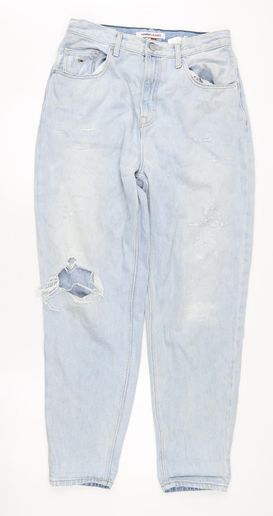 Tommy Jeans Women's Blue Mom Jeans Size 16 Distressed