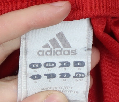 Brand and care label for Adidas Men's Red Athletic Shorts -, size S