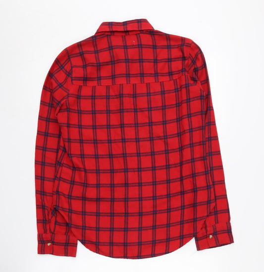 Hollister Women's Red Check Button-Up Shirt Size S