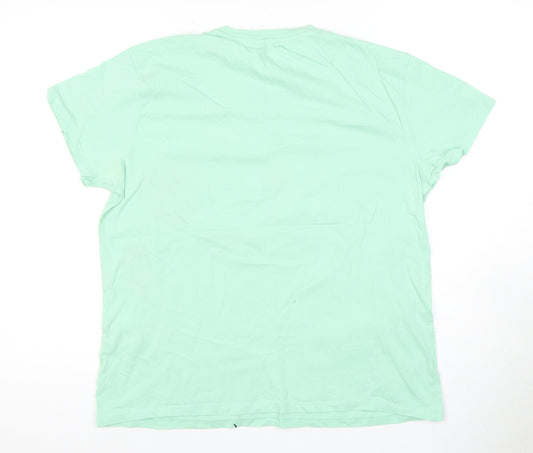 Disney Women's Green T-Shirt 16 Cartoon Crew Neck