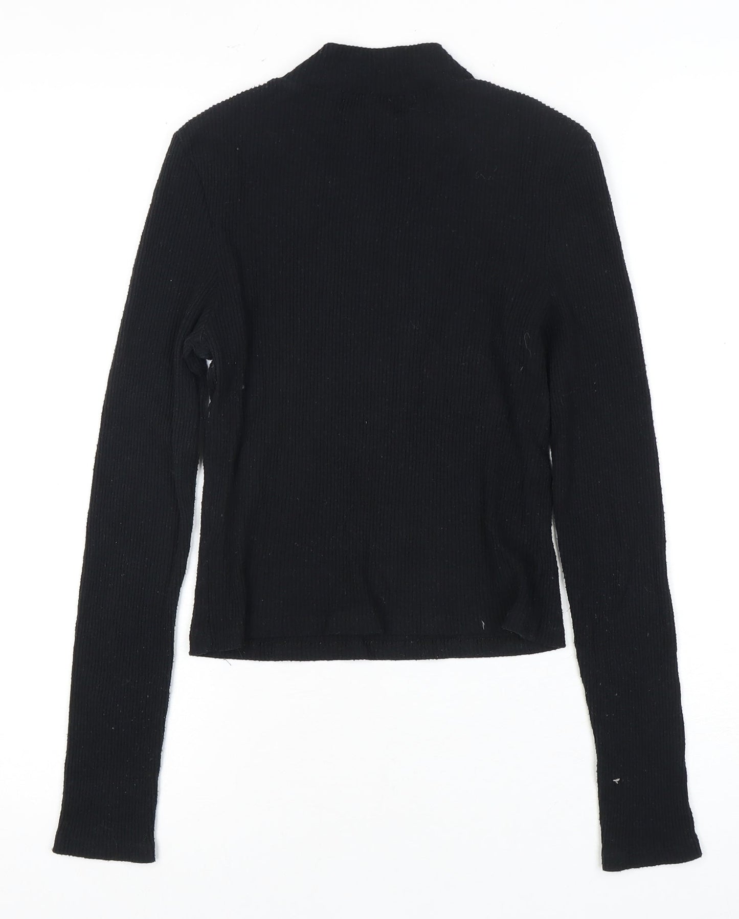 Pull & Bear Women’s Black Mock Neck Long Sleeve Top