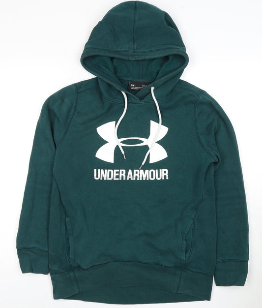 Under Armour Green Unisex Hoodie S Logo Relaxed Fit