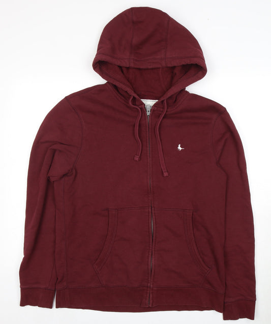 Jack Wills Men's Maroon Full Zip Hoodie M