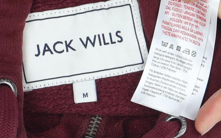 Jack Wills Men's Maroon Full Zip Hoodie M