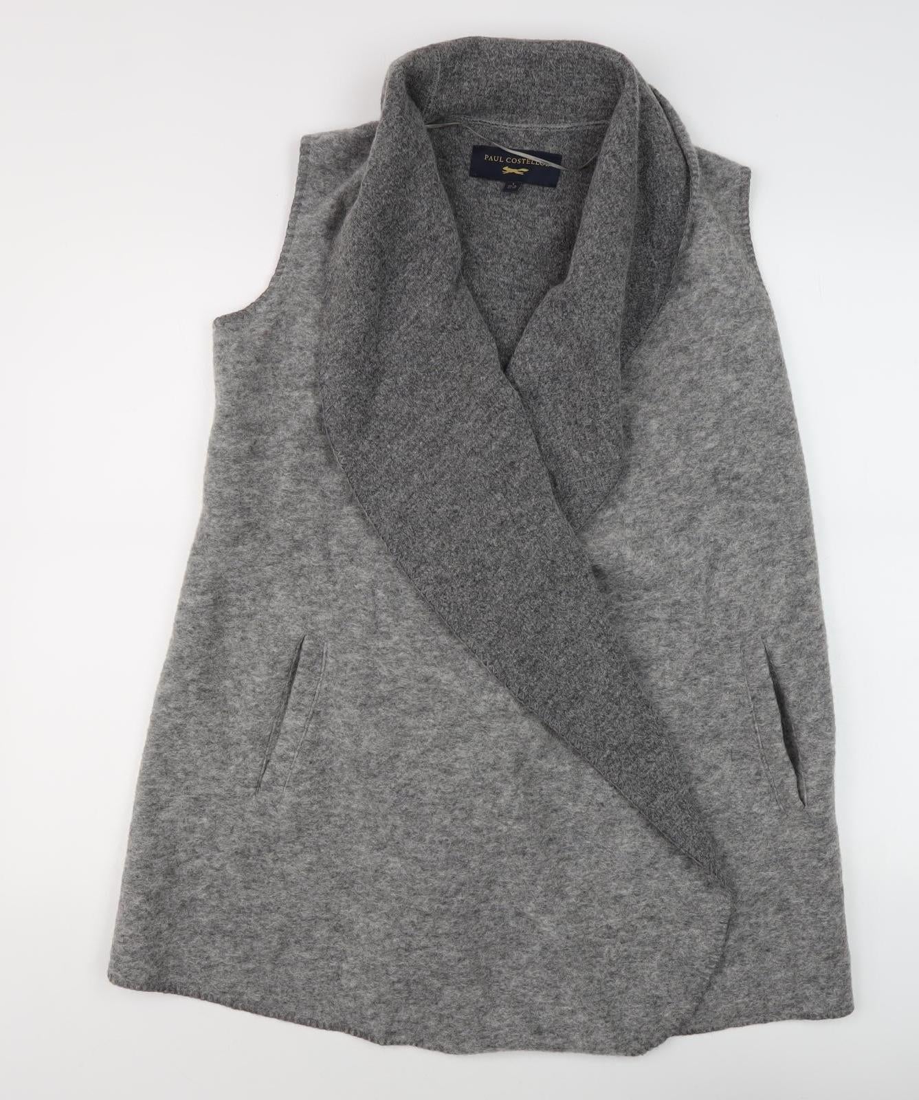 Paul Costelloe Grey Women's Long Wool Waistcoat UK 10