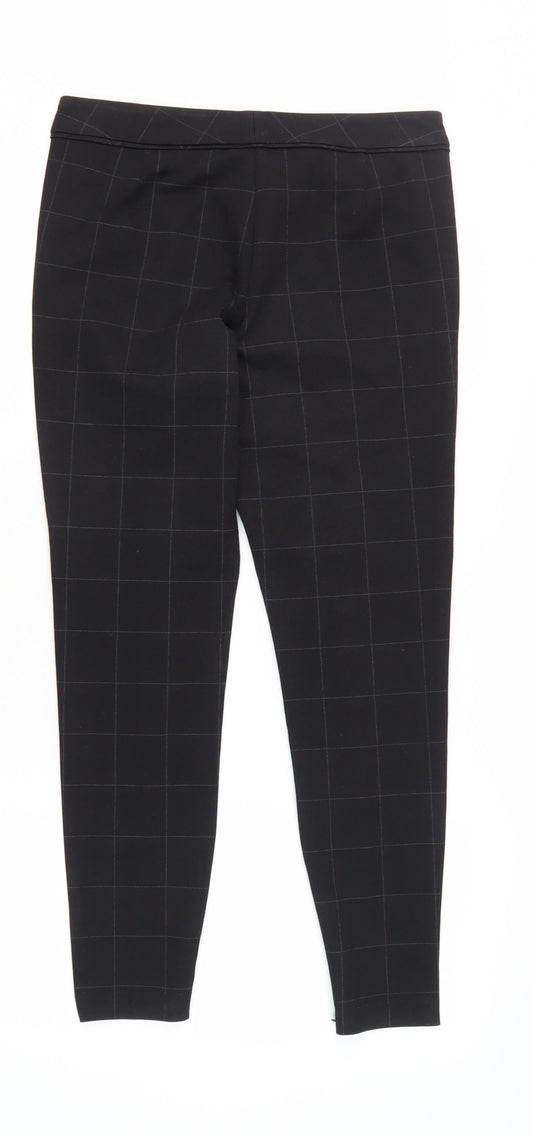 Marks and Spencer Women's Black Check Trousers Size 10